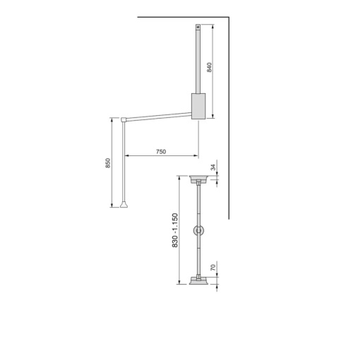 Pantograf, wieszak opuszczany do garderoby 830-1150 mm mokka EMUCA