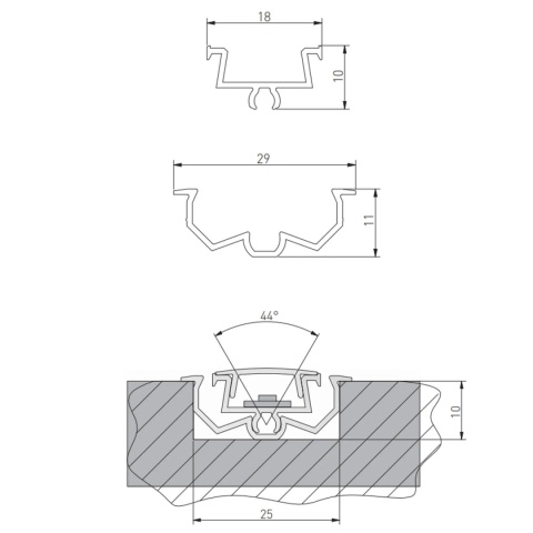 Profil GLAX z regulacja wewnętrzny 2m - srebrny GTV
