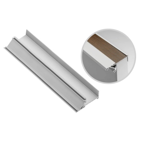 Profil aluminiowy LED cokołowy nabijany GLAX 3m na płytę 18mm - srebrny GTV