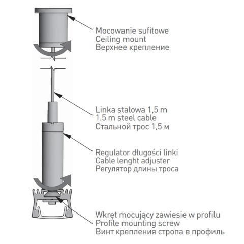 Zawieszka do profilu GLAX drążek GTV