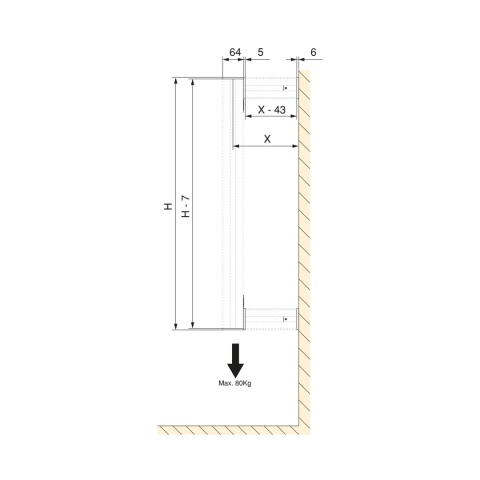 Zestaw 2 profili z okuciami montaż ścienny ZERO Kaszmir