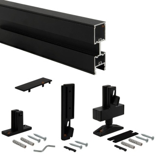 Zestaw 3 profili z okuciami podłoga/ściana ZERO Czarny