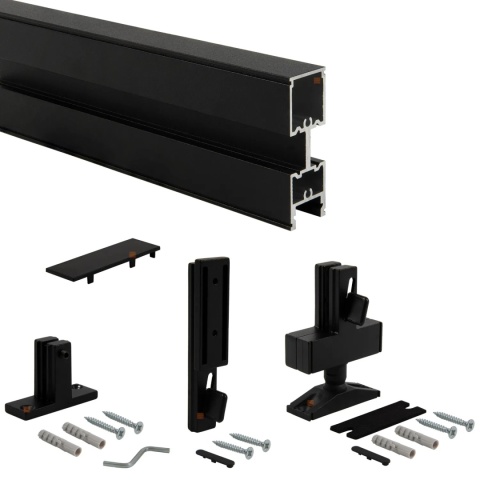 Zestaw 3 profili z okuciami podłoga/ściana ZERO Czarny