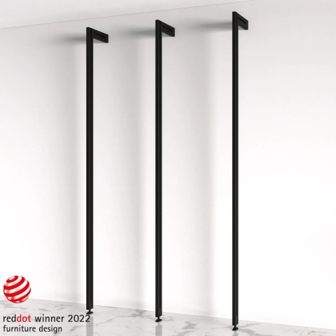 Zestaw 3 profili z okuciami podłoga/ściana ZERO Czarny