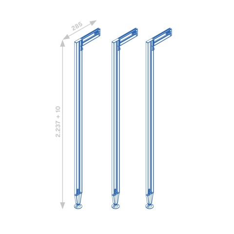 Zestaw 3 profili z okuciami podłoga/ściana ZERO Kaszmir