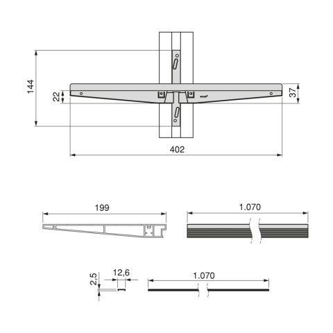 Zestaw wsporników z półką aluminiową ZERO Czarny