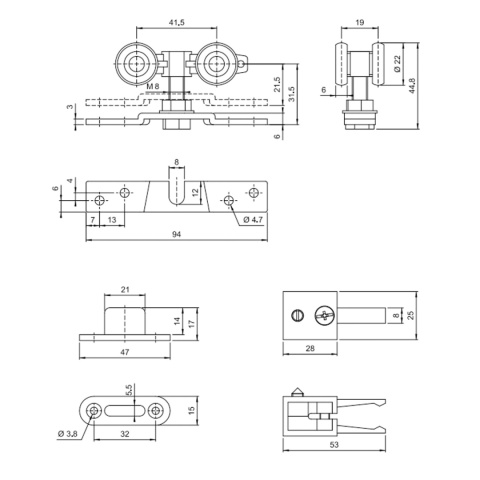 Komplet okuć do drzwi przesuwnych HRS-18 HERKULES AMIX