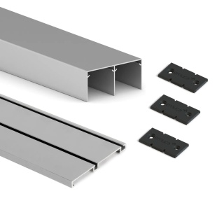 Komplet torów z zatrzaskami do drzwi przesuwnych Placard 74 3m Anodowany mat