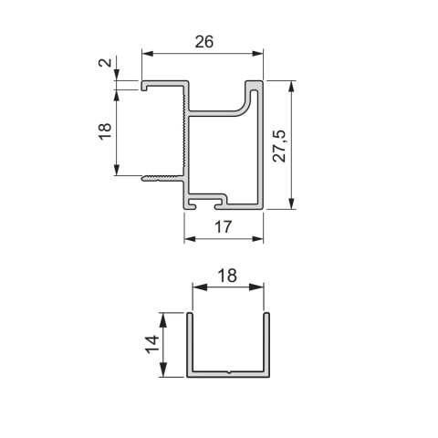 Komplet uchwytów Sharp Anodowany mat 2.9m