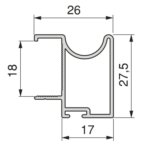 Listwa uchwytowa do szaf Wave 18 Czarna 2.5m