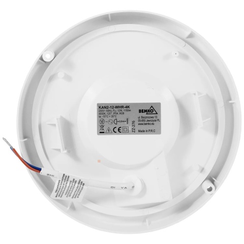 Oprawa LED KANLO OKRĄGŁA 12W 1150LM 4000K IP54 Czujnik Biała BEMKO
