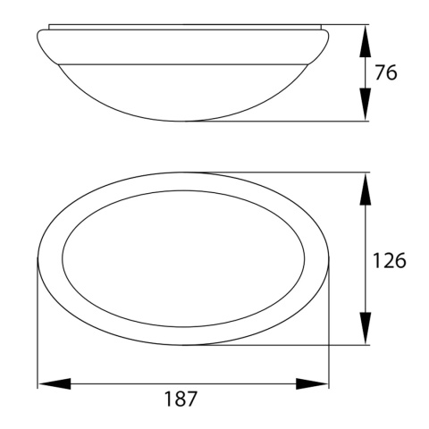 Oprawa LED KANLO OWALNA 8W 720LM 4000K IP54 Czarna BEMKO