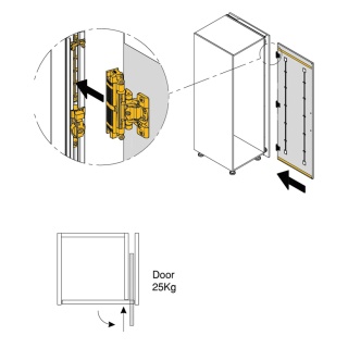 Podstawowy komplet okuć Concepta3 do drzwi przesuwnych PRAWY 25kg Emuca