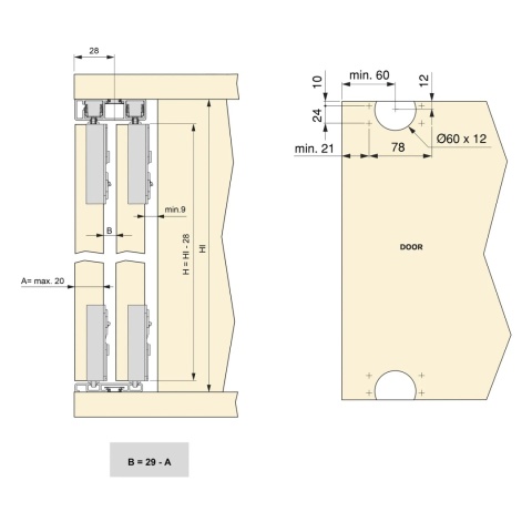 System natynkowy FLOW 2 do szafy z drzwiami przesuwnymi - zestaw czarny EMUCA