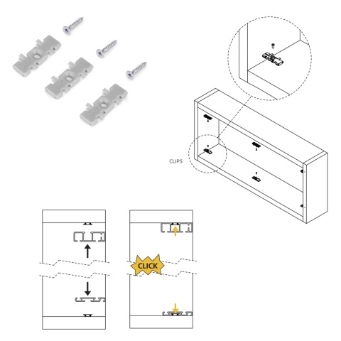 System natynkowy FLOW 2 do szafy z drzwiami przesuwnymi - zestaw czarny EMUCA