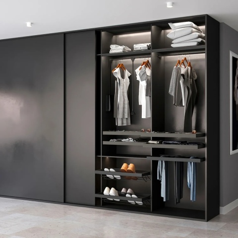 System natynkowy FLOW 2 do szafy z drzwiami przesuwnymi - zestaw czarny EMUCA