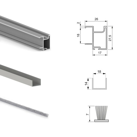 System przesuwny 2 dolnych drzwi Placard 74 z uchwytu Sharp 18mm, Cichy domyk