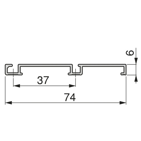 Tor dolny na klipsy do drzwi przesuwnych Placard 74 Mat 3.9m