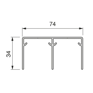 Tor górny do drzwi przesuwnych Placard 74 Czarny 3.9m