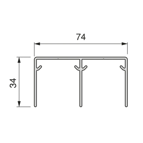 Tor górny do drzwi przesuwnych Placard 74 Mat 2,35m
