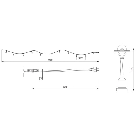 Girlanda świetlna ogrodowa 7.5m na żarówki 10xE27 GTV