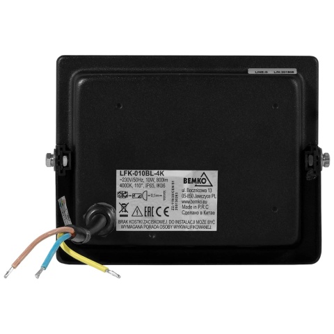 Halogen Lampa Naświetlacz LED 10W biały zimny BEMKO