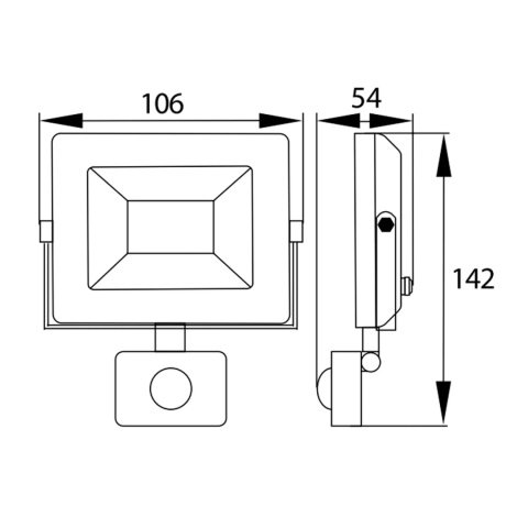 Halogen Lampa Naświetlacz LED 10W biały zimny z czujnikiem ruchu BEMKO