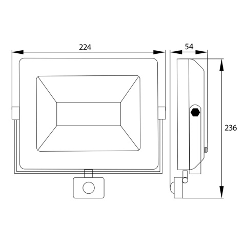 Halogen Lampa Naświetlacz LED 50W biały neutralny z czujnikiem ruchu BEMKO
