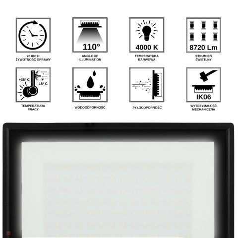 Halogen Lampa Naświetlacz LED LFK2 100W biały neutralny BEMKO