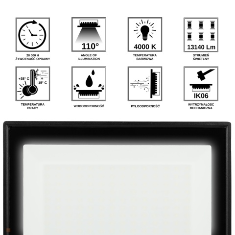Halogen Lampa Naświetlacz LED LFK2 150W biały neutralny BEMKO