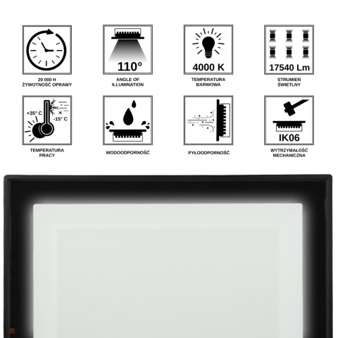 Halogen Lampa Naświetlacz LED LFK2 200W biały neutralny BEMKO