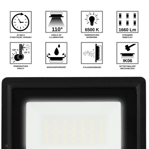 Halogen Lampa Naświetlacz LED LFK2 20W biały zimny BEMKO