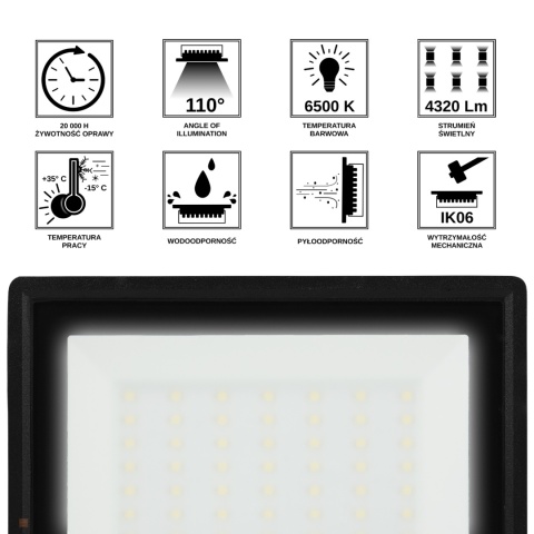 Halogen Lampa Naświetlacz LED LFK2 50W biały zimny BEMKO