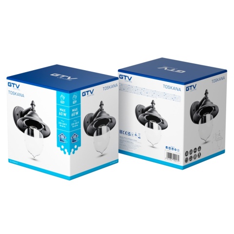 Kinkiet ogrodowy Czarny z serii Toskana E27 GTV