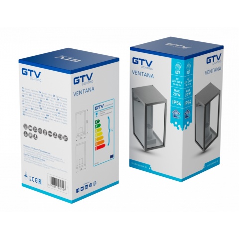 Kinkiet ogrodowy Czarny z serii Ventana E27 GTV