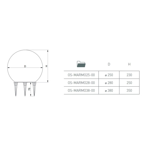 Lampa ogrodowa kula fi 38cm Marmo GTV