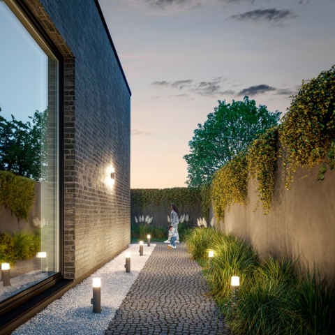 Lampa ogrodowa stojąca słupek 40cm z gniazdem CORTA grafit GTV