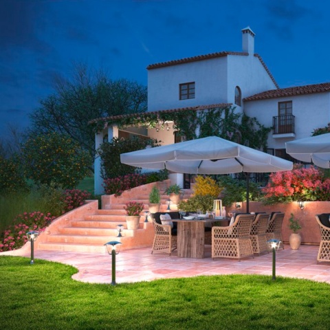 Lampa ogrodowa stojąca słupek MARINA czarny GTV