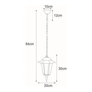 Wisząca lampa zewnętrzna K-5009H Czarna z serii STANDARD
