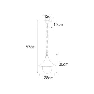 Wisząca lampa zewnętrzna K-8126 Czarna/Złota z serii BOSTON