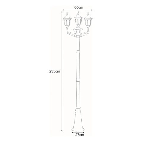 Wysoka zewnętrzna lampa stojąca K-7007A2/3N Czarna z serii VASCO