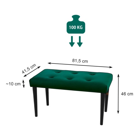Ławka tapicerowana PRUDHOMME BL - Butelkowa zieleń