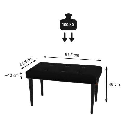 Ławka tapicerowana PRUDHOMME BL - Czarny