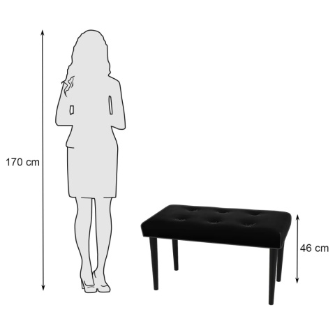 Ławka tapicerowana PRUDHOMME BL - Czarny