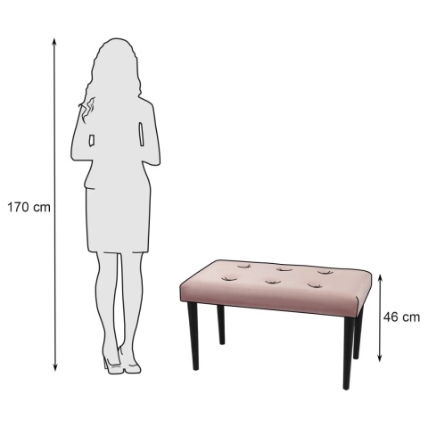 Ławka tapicerowana PRUDHOMME BL - Pudrowy róż