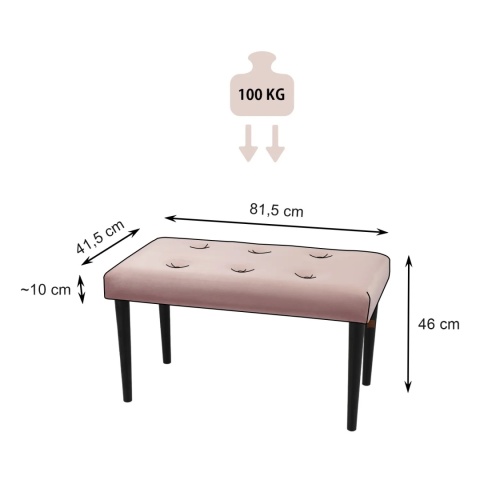 Ławka tapicerowana PRUDHOMME BL - Pudrowy róż