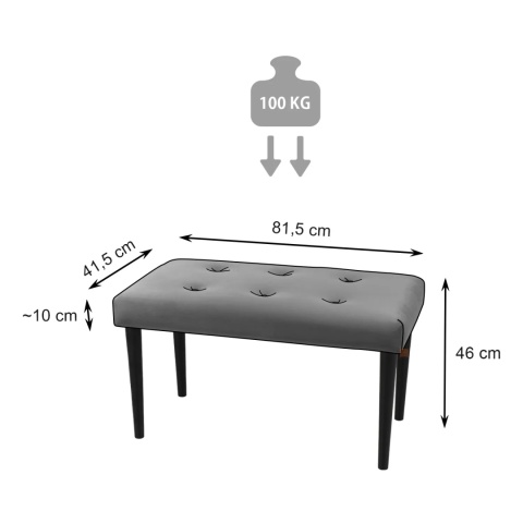 Ławka tapicerowana PRUDHOMME BL - ciemny szary
