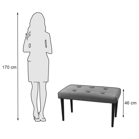 Ławka tapicerowana PRUDHOMME BL - ciemny szary
