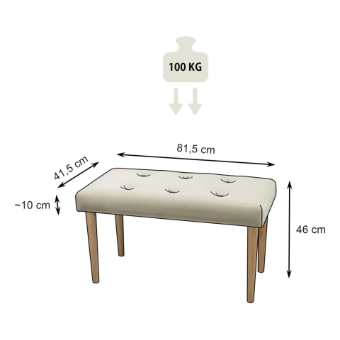 Ławka tapicerowana PRUDHOMME NAT - Beż