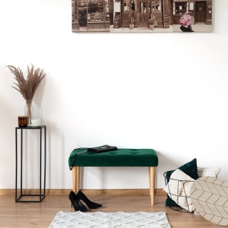 Ławka tapicerowana PRUDHOMME NAT - Butelkowa zieleń